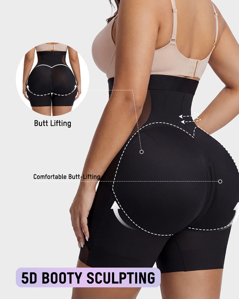 Zip-Front Tummy Control Butt Lifting Shapewear Shorts Secondary image