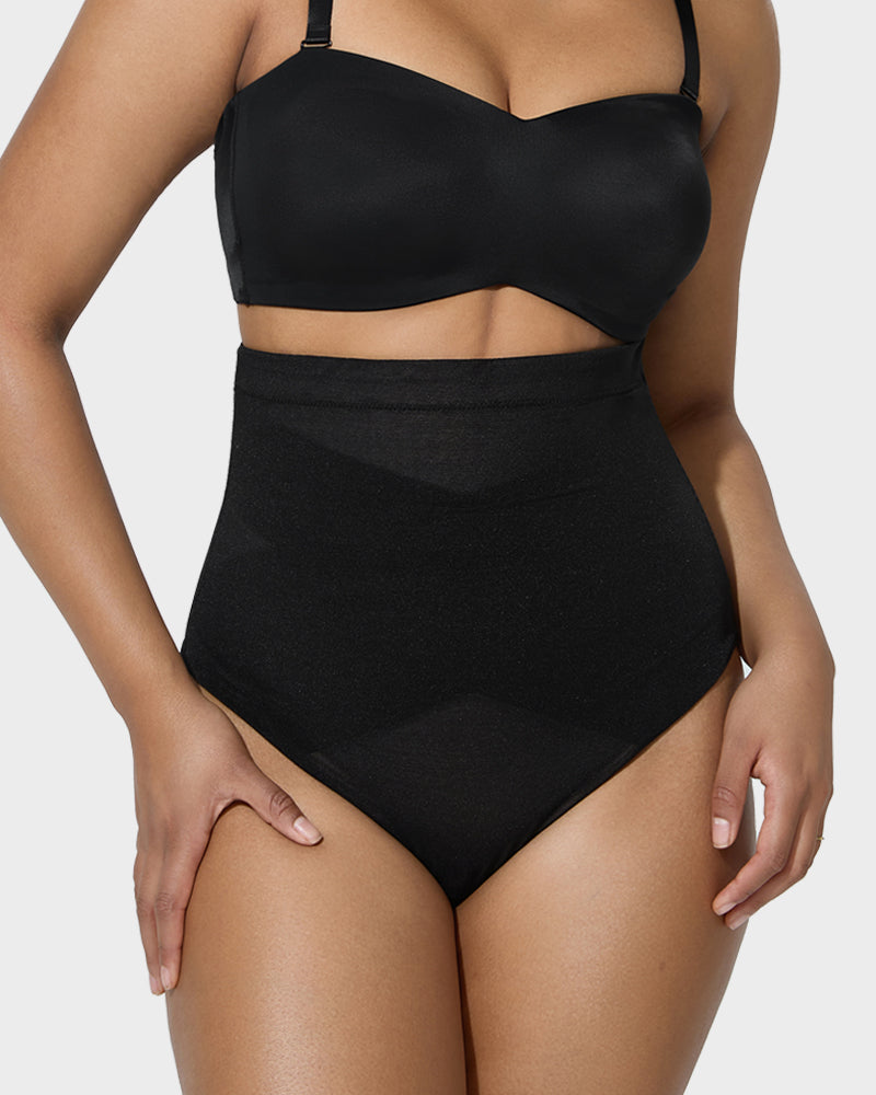 High Waist Criss-Cross Mesh Shaping Thong Main image