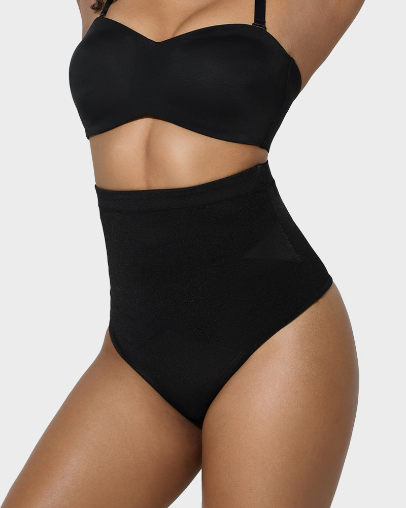 High Waist Criss-Cross Mesh Shaping Thong Secondary image