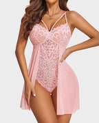 Womens Lace Bodysuit Teddy Chemise Sexy Nighty Mesh Sleepwear