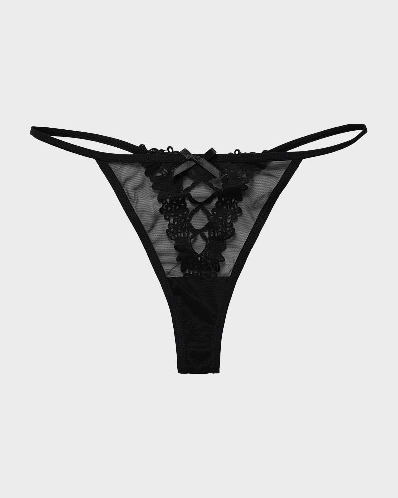Lace-Trim Mesh V-String Panty Main image