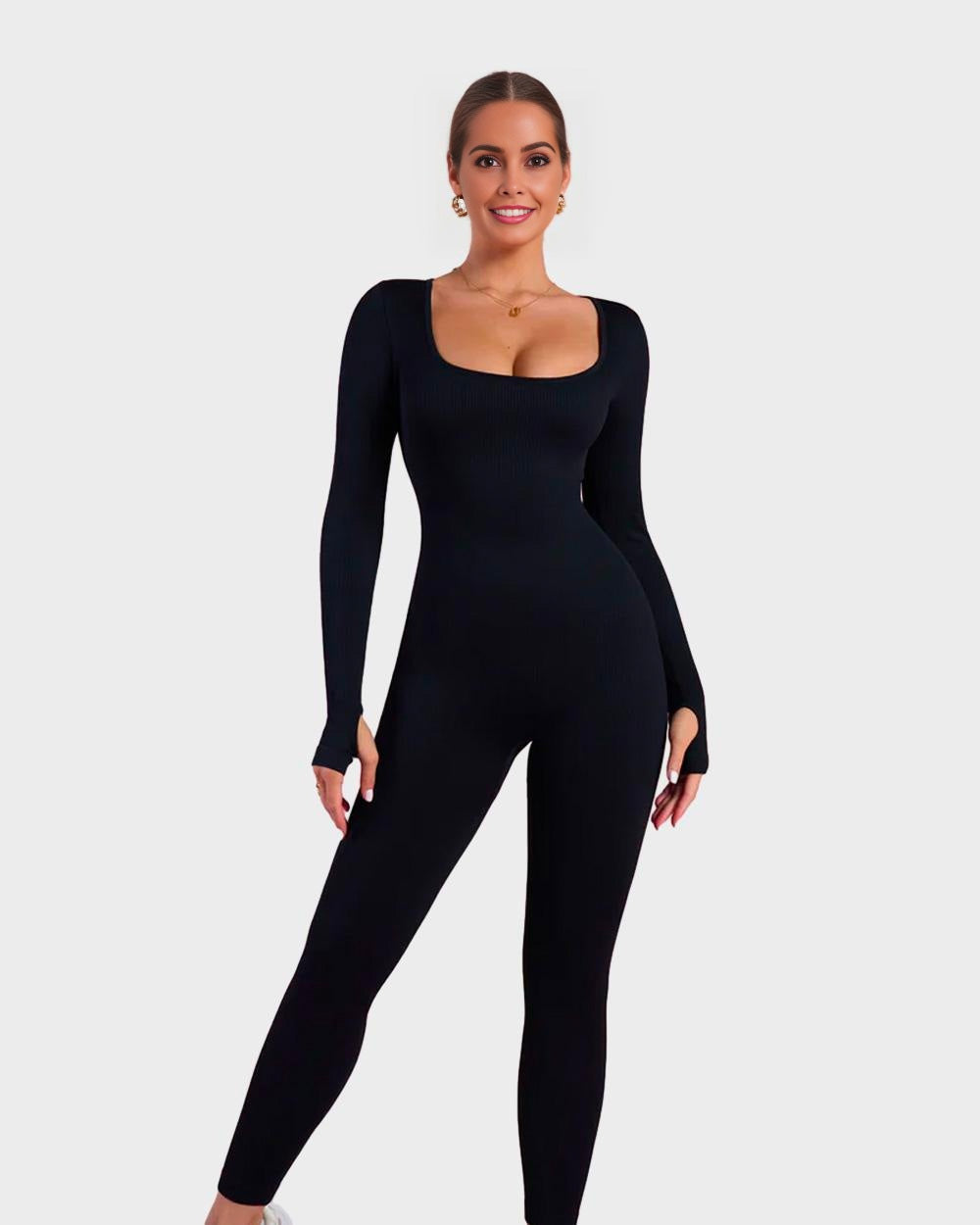 Long Sleeve Square Neck Full Body Shaper Jumpsuit Secondary image
